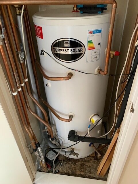 Twin coil boiler and solars hot water cylinder
